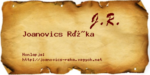 Joanovics Réka névjegykártya